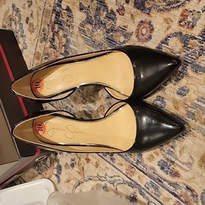 Jessica Simpson Black Patent Leather Heels.